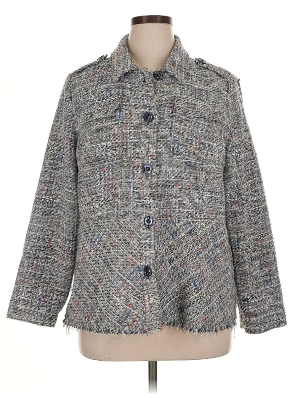 Chico's Tweed Gray Peplum Blazer - Size 3 (XL) - Like New